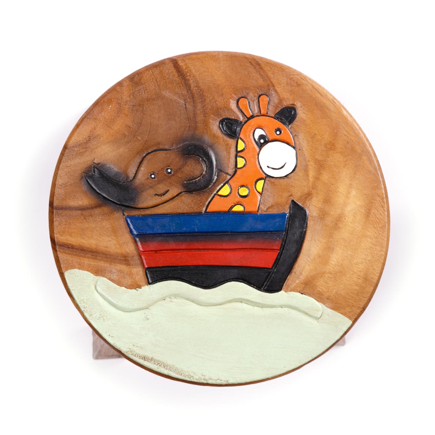 Hocker "Elefant mit Giraffe im Boot"