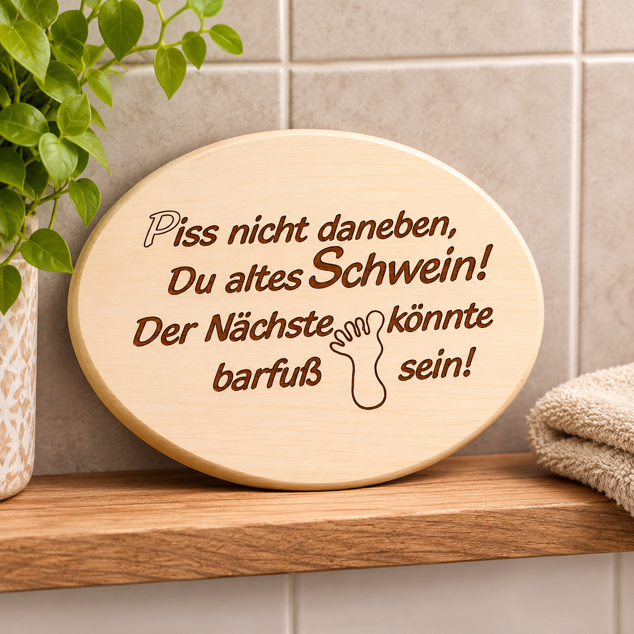 Spruchbrett "Piss nicht daneben"