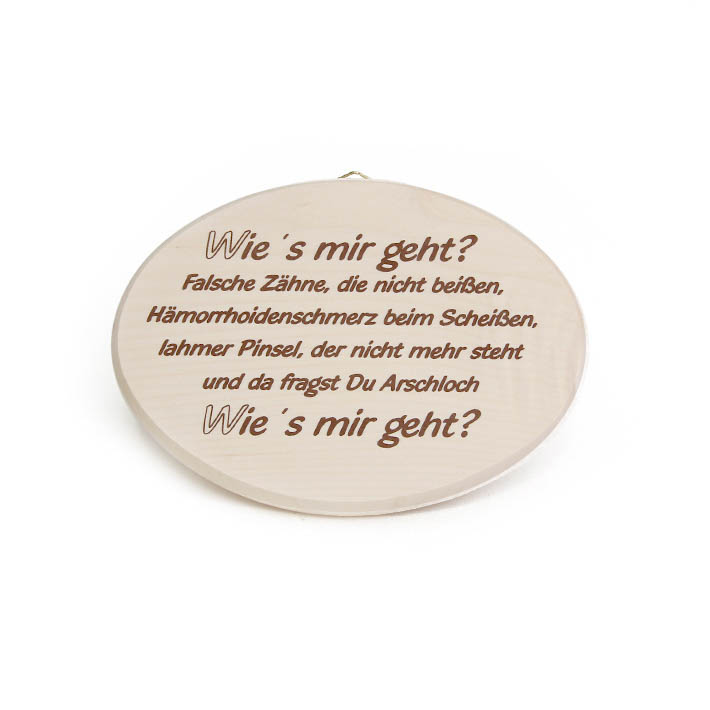 Spruchbrett "Wie es mir geht?" (Mann)