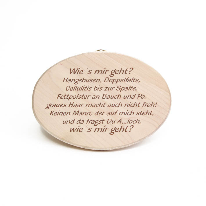Spruchbrett "Wie es mir geht?" (Frau)