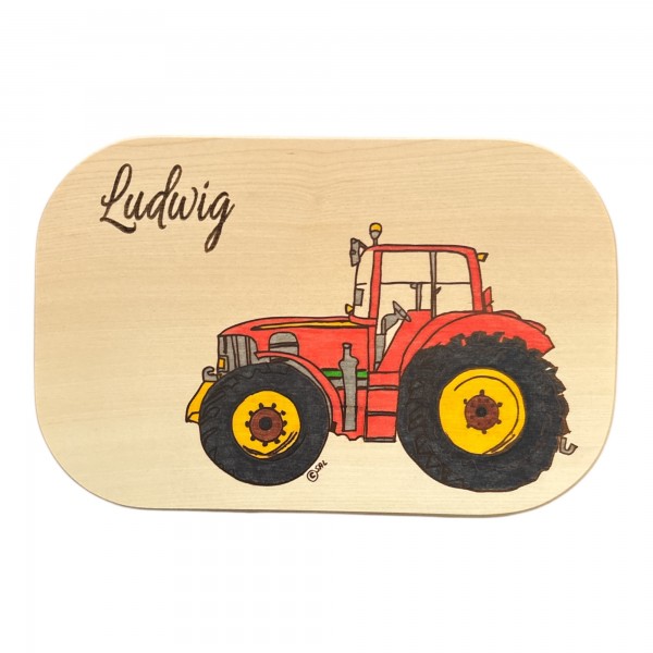 Frühstücksbrett „Trecker rot